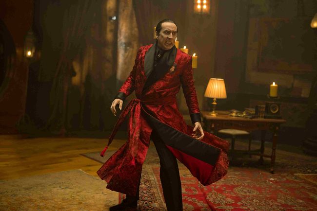 Nicolas Cage as Dracula in Renfield, directed by Chris McKay.