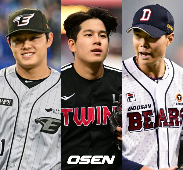 한화 문동주, LG 강효종, 두산 김동주. /OSEN DB