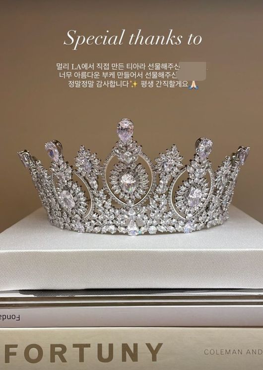 [사진=SNS 출처] 이다인이 결혼식 후 소감과 함께 공개한 티아라 사진.