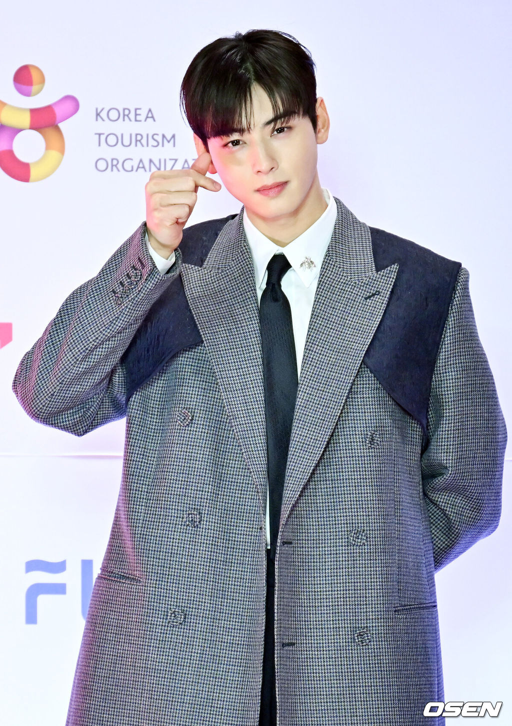 24일 오후 서울 구로구 고척스카이돔에서 2022 SBS 가요대전 레드카펫 포토월 행사가 열렸다.샤이니 키, 아스트로 차은우, 아이브 안유진이 진행하는 올해 가요대전 라인업에는 엔시티 127, 엔시티 드림, 더보이즈, 프로미스나인, 스트레이 키즈, (여자)아이들, 에이티즈, 있지, 투모로우바이투게더, 크래비티, 에스파, 엔하이픈, 아이브, 엔믹스, 템페스트, 르세라핌, 뉴진스가 이름을 올렸다. 스페셜 가수로는 역주행 신화를 만들고 있는 윤하와 자우림, 십센치 등이 출연해 특급 컬래버레이션 무대를 선보인다.MC 차은우가 입장하며 포즈를 취하고 있다. 2022.12.24 / rumi@osen.co.kr