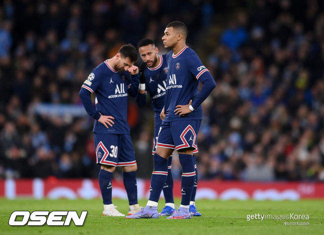 [사진] 왼쪽부터 리오넬 메시와 네이마르, 킬리안 음바페 ⓒGettyimages(무단전재 및 재배포 금지)