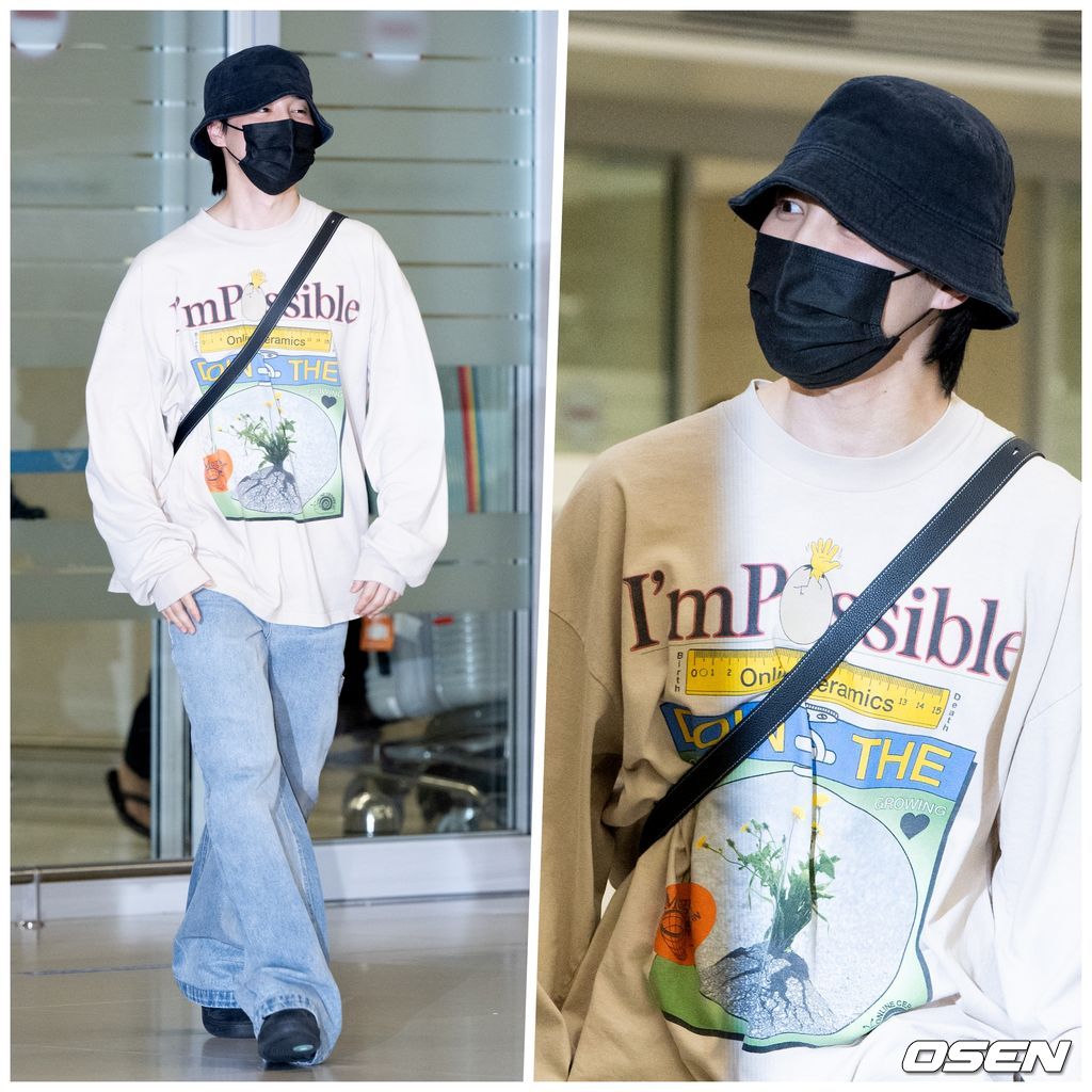 그룹 방탄소년단(BTS) 지민이 6일 오후 인천 중구 운서동 인천국제공항 제 2여객터미널을 통해 미국 일정을 마치고 입국했다.방탄소년단 지민이 팬들을 바라보며 인사를 하고 있다. 2023.05.06 /jpnews@osen.co.kr