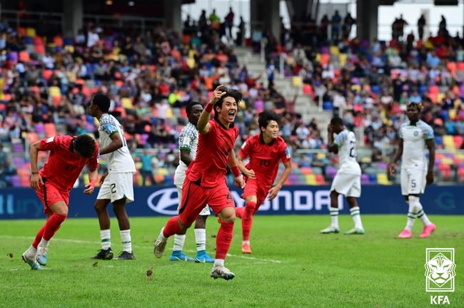 [사진] 나이지리아전에서 득점하는 최석현 / 대한축구협회 제공.