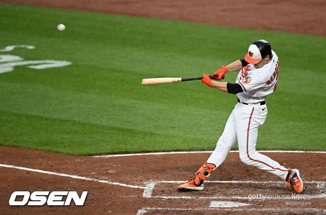 [사진] 배싯 상대로 만루포를 날린 볼티모어 거너 핸더슨. ⓒGettyimages(무단전재 및 재배포 금지)