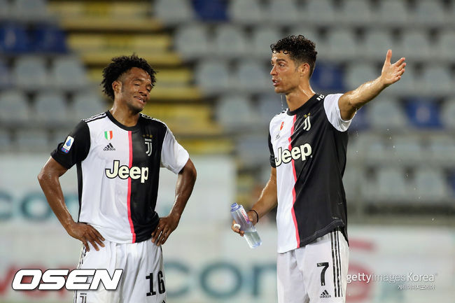 during the Serie A match between Cagliari Calcio and  Juventus at Sardegna Arena on July 29, 2020 in Cagliari, Italy.