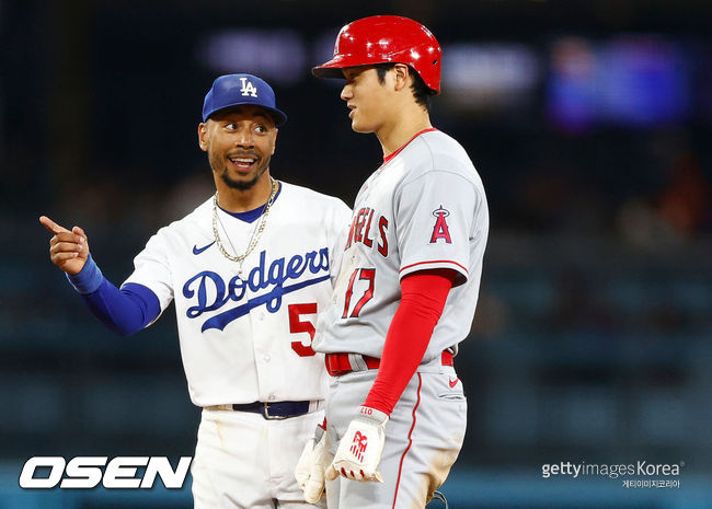 [사진]  에인절스 오타니와 다저스 베츠. ⓒGettyimages(무단전재 및 재배포 금지)