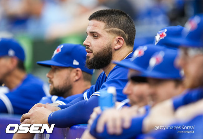 TORONTO, ON - JUNE 5: Alek Manoah #6 of the Toronto Blue Jays looks on from the dugout after getting pulled from the game in the first inning against the Houston Astros in their MLB game at the Rogers Centre on June 5, 2023 in Toronto, Ontario, Canada. (Photo by Mark Blinch/Getty Images)