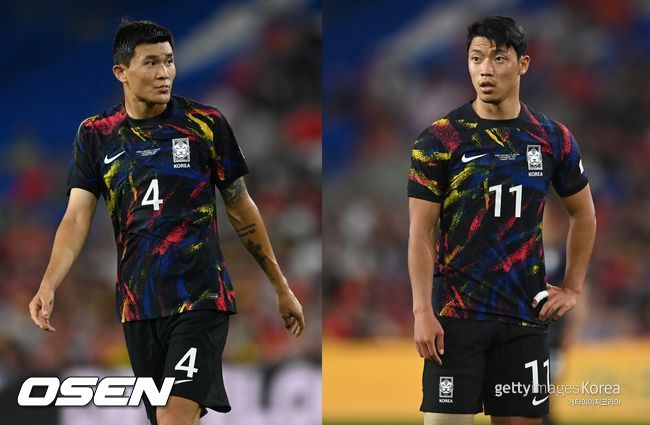 [사진] 웨일스전에 출전한 김민재(좌)와 황희찬(우).