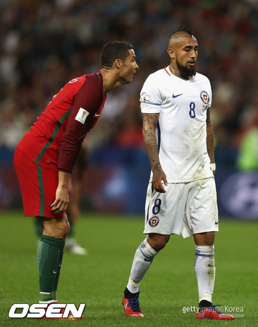 during the FIFA Confederations Cup Russia 2017 Semi-Final between Portugal and Chile at Kazan Arena on June 28, 2017 in Kazan, Russia.