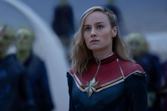 Brie Larson as Captain Marvel/Carol Danvers in Marvel Studios' THE MARVELS. Photo by Laura Radford. © 2023 MARVEL.