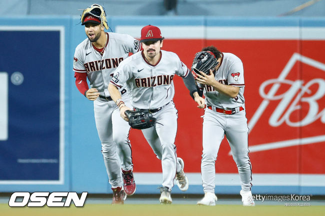 [사진] 애리조나 루어데스 구리엘 주니어, 코빈 캐롤, 알렉 토마스. ⓒGettyimages(무단전재 및 재배포 금지)