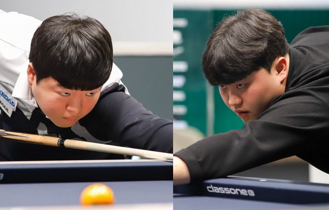 [사진]조명우(왼쪽)와 정예성 /대한당구연맹 제공