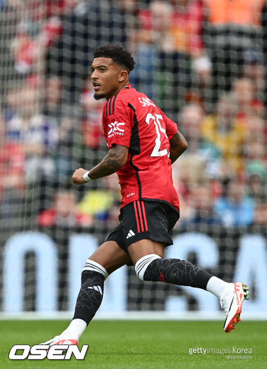 DUBLIN, IRELAND - AUGUST 6: Jadon Sancho of Manchester United pictured during the pre season friendly match between Manchester United and Athletic Bilbao at Aviva Stadium on August 6, 2023 in Dublin, Ireland. (Photo by Charles McQuillan/Getty Images)