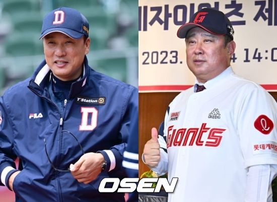 두산 이승엽 감독(좌)과 롯데 김태형 감독 / OSEN DB