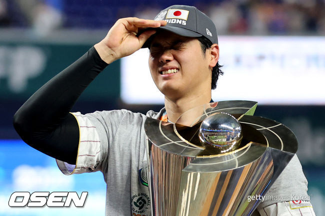 [사진] WBC 우승 후 오타니 쇼헤이. ⓒGettyimages(무단전재 및 재배포 금지)