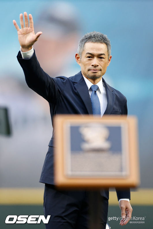 [사진] 2022년 8월 시애틀 구단 명예의 전당 헌액식에서 스즈키 이치로. ⓒGettyimages(무단전재 및 재배포 금지)