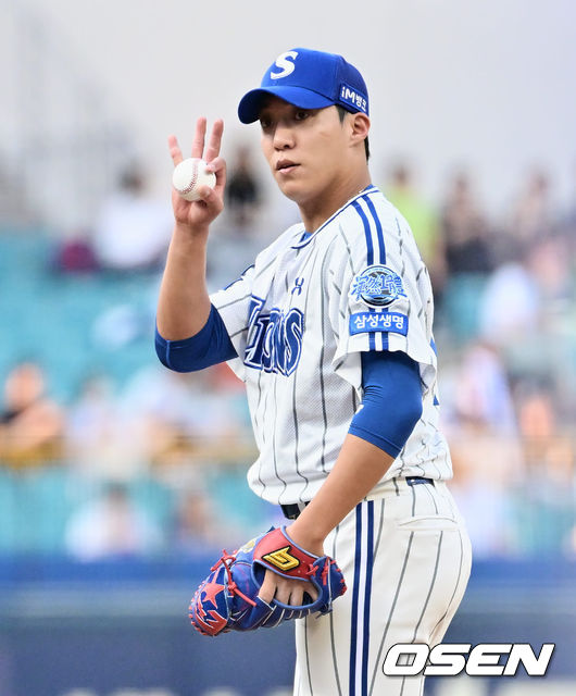 삼성 라이온즈 선발 투수 원태인이 사인을 보내고 있다. 2023.06.09 / foto0307@osen.co.kr