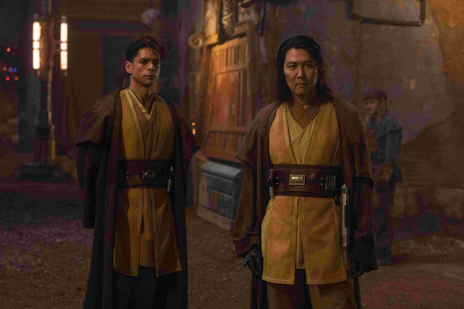 (L-R): Yord Fandar (Charlie Barnett) and Master Sol (Lee Jung-jae) in Lucasfilm's THE ACOLYTE, exclusively on Disney+. ©2024 Lucasfilm Ltd. & TM. All Rights Reserved.