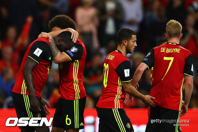 during the FIFA 2018 World Cup Qualifier between Belgium and Gibraltar at Stade Maurice Dufrasne on August 31, 2017 in Liege, Belgium.<br /><br /><br /><br />