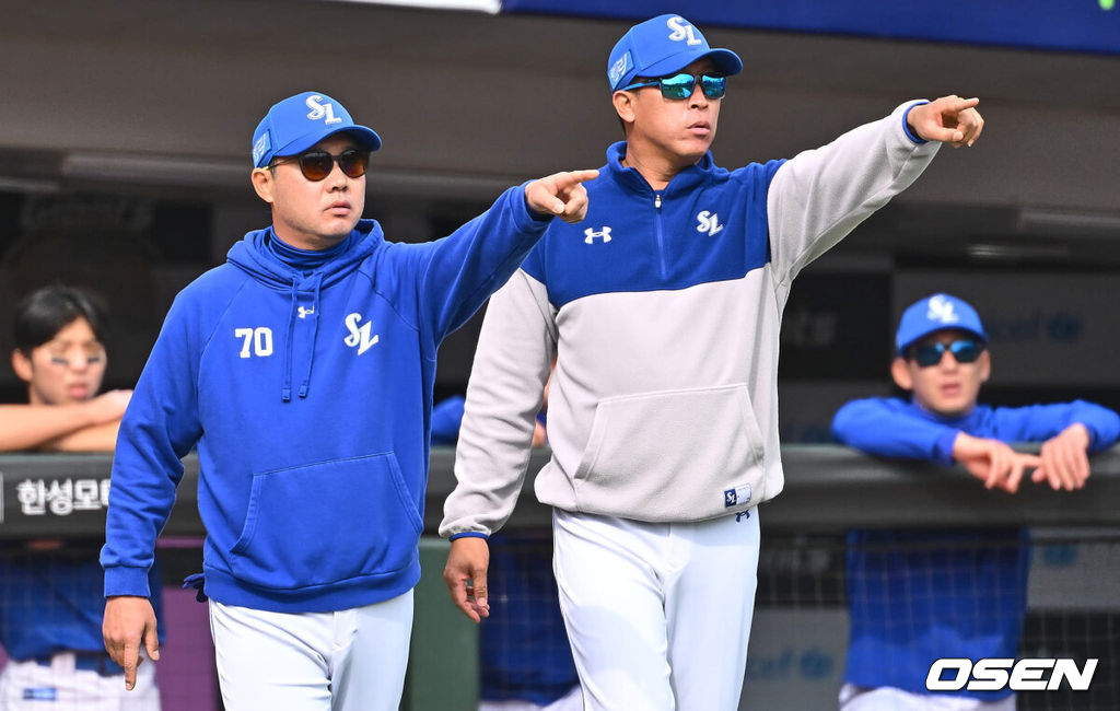 삼성 라이온즈 박진만 감독, 이병규 코치 071 2024.04.10 / foto0307@osen.co.kr