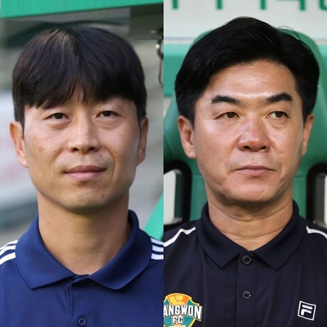 [사진] (왼쪽부터) 김두현 전북 감독과 윤정환 강원 감독 / 한국프로축구연맹