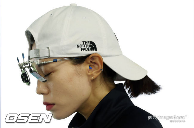 CHATEAUROUX, FRANCE - AUGUST 2: Kim Yeji of Korea is seen during the Women's 25m air pistol qualification round on day seven of the Olympic Games Paris 2024 at Chateauroux Shooting Centre on August 2, 2024 in Chateauroux, France. (Photo by Charles McQuillan/Getty Images)