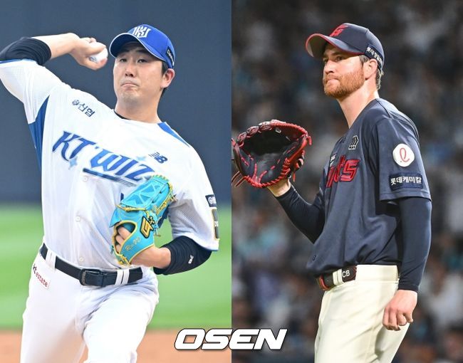 KT 조이현(좌)과 롯데 찰리 반즈 / OSEN DB