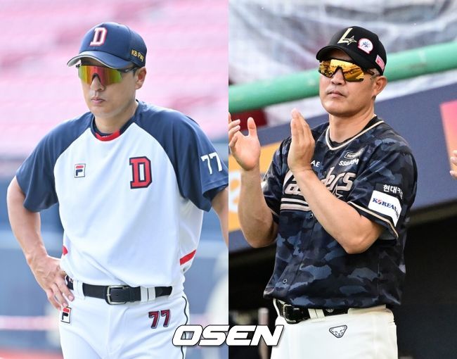 두산 이승엽 감독(좌)과 SSG 이숭용 감독 / OSEN DB