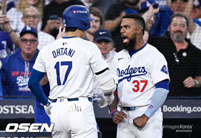 [사진] LA 다저스 오타니 쇼헤이, 테오스카 에르난데스. ⓒGettyimages(무단전재 및 재배포 금지)