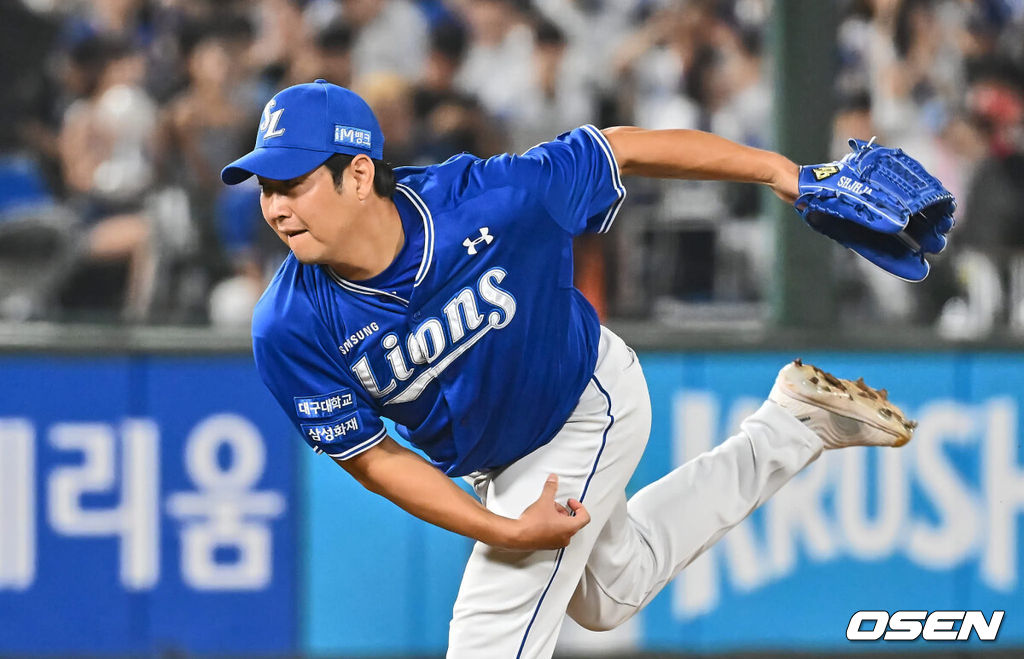 6일 부산 사직야구장에서 2024 신한 SOL 뱅크 KBO 리그 롯데 자이언츠와 삼성 라이온즈의 경기가 열렸다. 삼성 라이온즈 송은범이 역투하고 있다. 2024.09.06 / foto0307@osen.co.kr