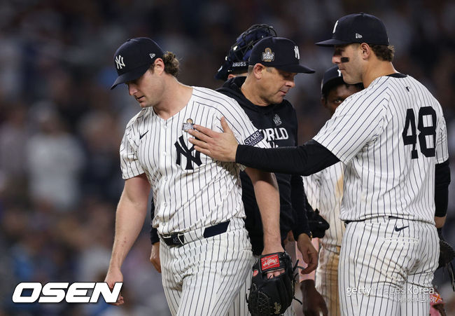 [사진] 뉴욕 양키스 게릿 콜, 앤서니 리조. ⓒGettyimages(무단전재 및 재배포 금지)