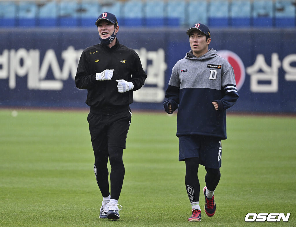 두산 김재호, 허경민이 훈련을 하고 있다. 2022.05.13 / foto0307@osen.co.kr