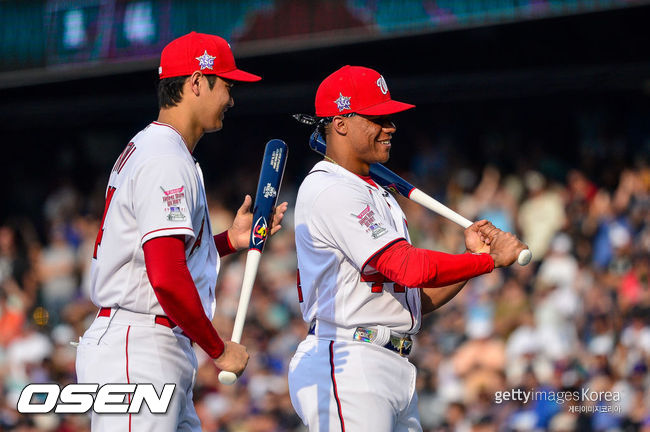 [사진] 2021년 올스타전 홈런 더비 때 오타니 쇼헤이, 후안 소토. ⓒGettyimages(무단전재 및 재배포 금지)