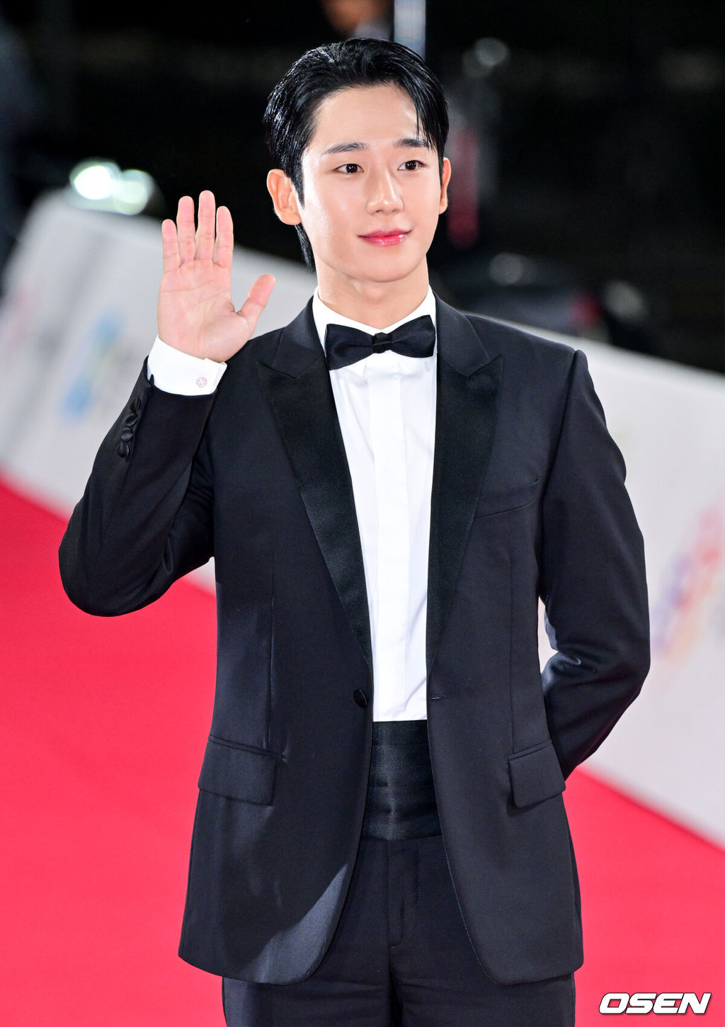 제45회 청룡영화상 시상식 레드카펫 행사가 29일 오후 서울 영등포구 KBS홀 인근에서 진행됐다.지난해까지 ‘청룡영화상’의 MC로 활약했던 김혜수는 1993년 제14회 청룡영화상 시상식부터 진행을 맡았으며, 딱 30년이 되는 지난해 시상식을 끝으로 자리에서 물러났다. 이후 김혜수의 왕관을 누가 물려받을 지 관심이 모아졌는데 후임은 평소 김혜수와 절친사이로 알려진 한지민으로 발탁됐다.배우 정해인이 레드카펫을 밟고 있다. 2024.11.29 /cej@osen.co.kr