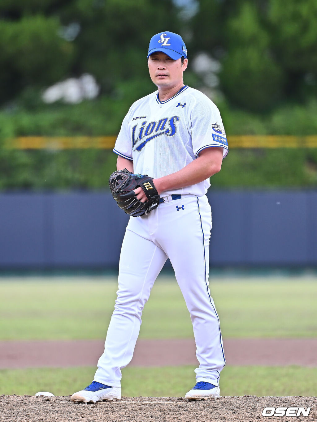 21일 경산 삼성라이온즈볼파크에서 2025 KBO 퓨처스리그 삼성 라이온즈와 롯데 자이언츠의 경기가 열렸다. 홈팀 삼성은 최예한이, 방문팀 롯데는 감보아가 선발 출전했다. 삼성 라이온즈 오승환이 마운드에 올라 투구하고 있다. 2025.05.21 / foto0307@osen.co.kr