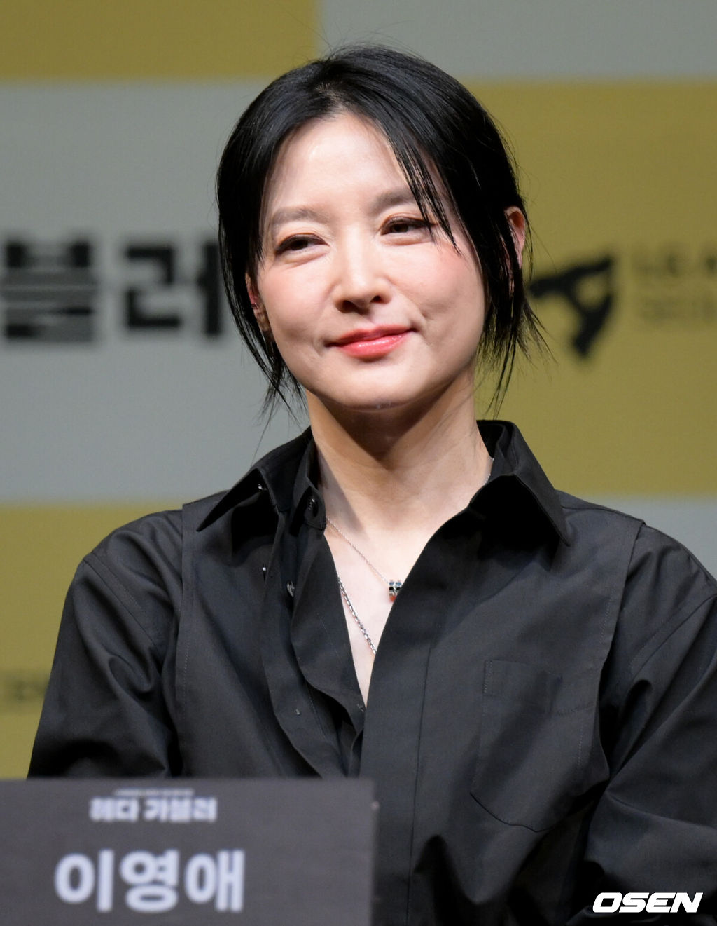 연극 ‘헤다 가블러’ 제작발표회가 8일 오후 서울 강서구 LG아트센터 서울에서 열렸다.이날 현장에는 이현정 LG아트센터장을 비롯해 연출가 전인철, 배우 이영애, 김정호, 지현준, 이승주, 백지원 등이 참석했다.배우 이영애가 질의응답 시간을 갖고 있다. 2025.04.08 /cej@osen.co.kr