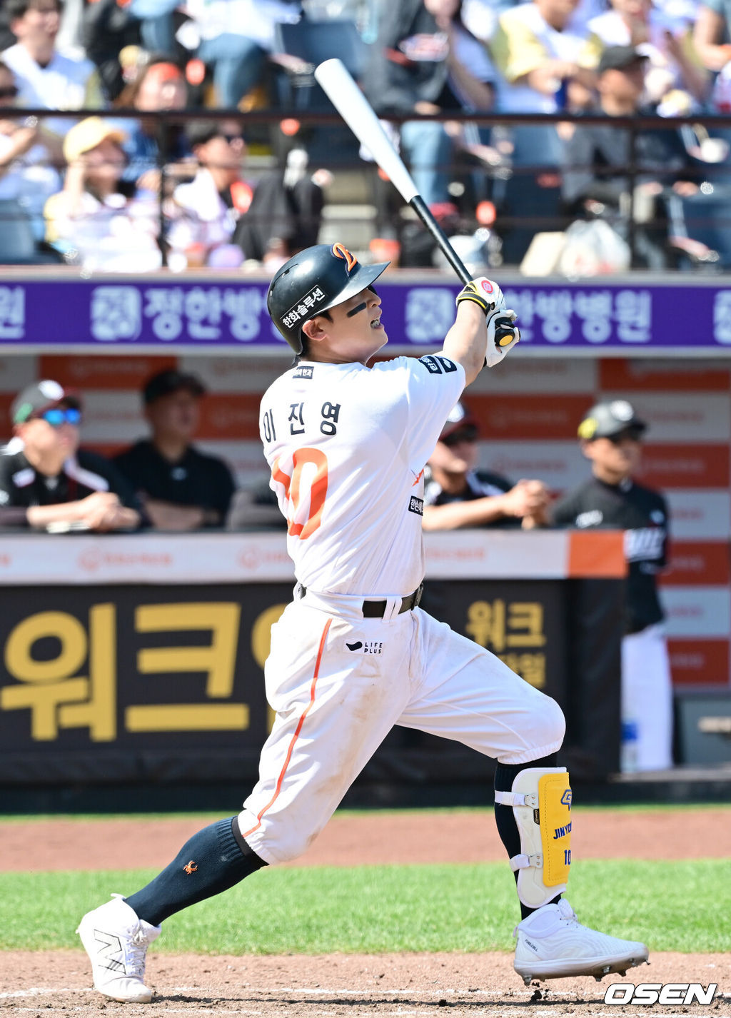 3일 오후 대전 한화생명볼파크에서 ‘2025 신한 SOL Bank KBO리그’ 한화 이글스와 KT 위즈의 경기가 열렸다.이날 홈팀 한화는 폰세, KT는 쿠에바스를 선발로 내세웠다.5회말 무사 1루 한화 이진영이 2점 홈런을 날리고 있다. 2025.06.03 / ksl0919@osen.co.kr
