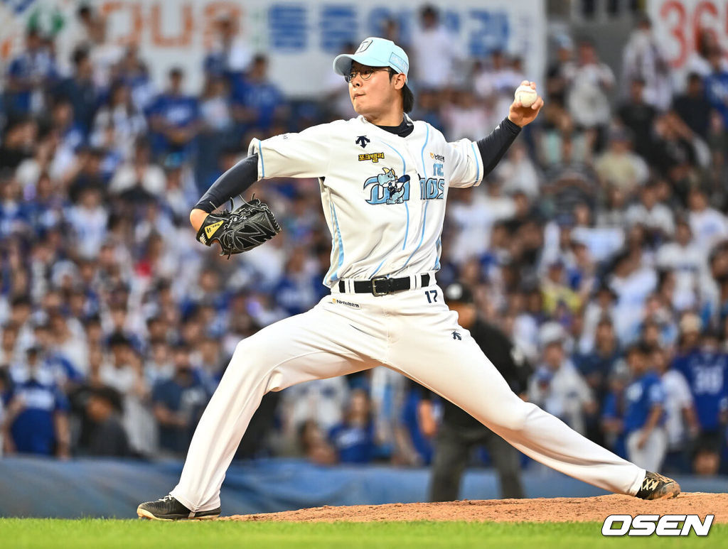 16일 창원NC파크에서 2024 신한 SOL 뱅크 KBO 리그 NC 다이노스와 삼성 라이온즈의 경기가 열렸다. 홈팀 NC는 김시훈이 방문팀 삼성은 레예스가 선발 출전한다. NC 다이노스 김영규가 역투하고 있다. 2024.06.16 / foto0307@osen.co.kr