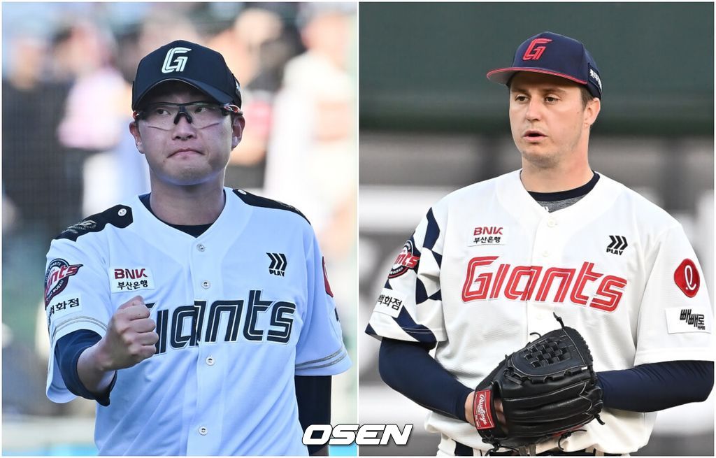 롯데 박세웅(왼쪽)과 데이비슨 / OSEN DB