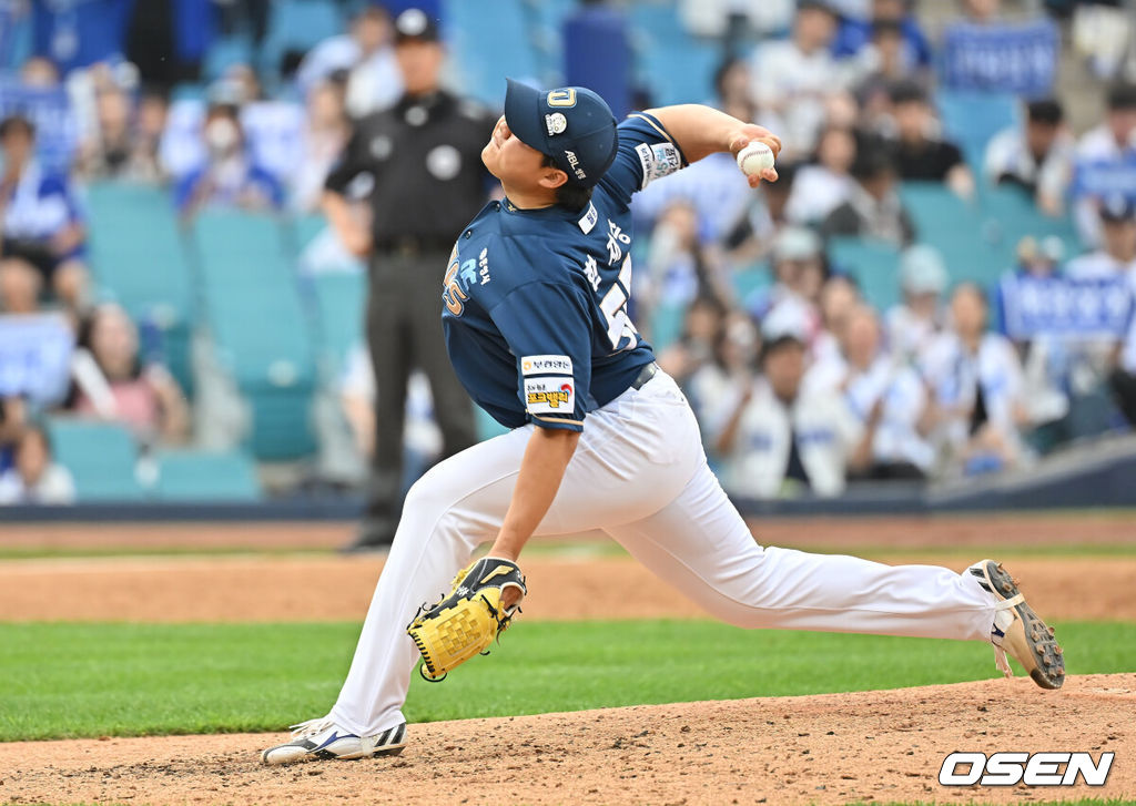 7일 대구삼성라이온즈파크에서 2025 신한 SOL 뱅크 KBO 리그 삼성 라이온즈와 NC 다이노스의 경기가 열렸다. 홈팀 삼성은 레예스가, 방문팀 NC는 신민혁이 선발 출전했다. NC 다이노스 한재승이 역투하고 있다. 2025.06.07 / foto0307@osen.co.kr