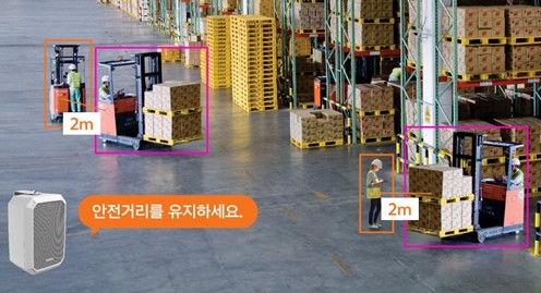 작업자의 상태나 현장 상황을 분석해 안전 수칙 준수를 권고하는 등 첨단 기능이 탑재된 한화비전 AI 카메라.