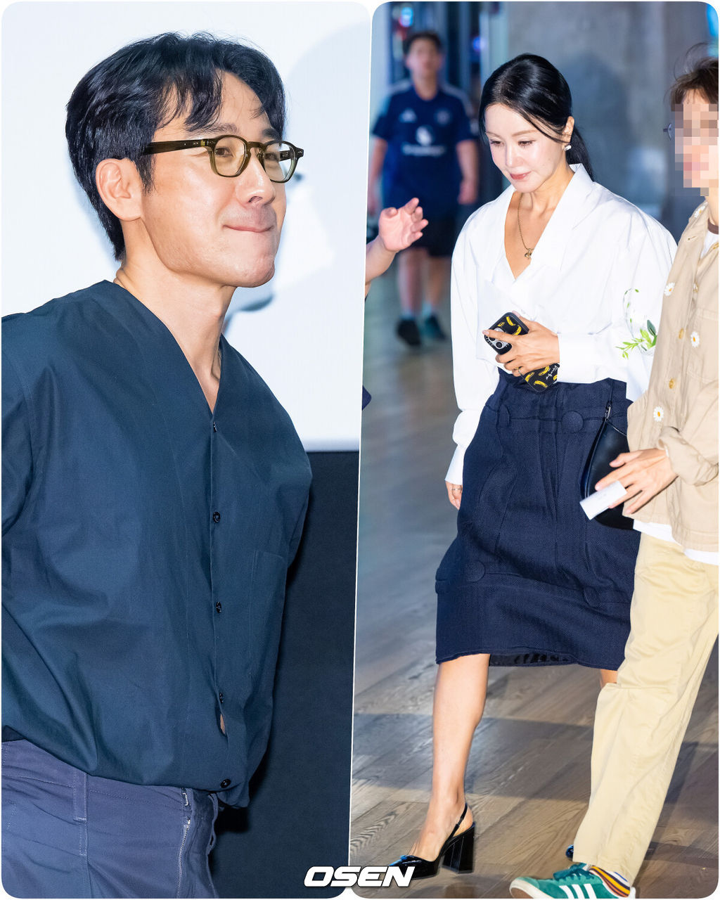 14일 오후 서울 코엑스 메가박스에서 영화 '마지막 숙제' 가족시사회 및 무대인사가 진행됐다.'마지막 숙제'는 임시 담임이 된 교사와 각자 색으로 마지막 숙제를 완성해가는 아이들 이야기로 성매매 혐의에 대해 벌금 100만원 약식기소 처분을 받은 후 활동을 중단했던 배우 엄태웅의 복귀작이다.가족시사회와 무대인사에 참석한 엄정화와 엄태웅 남매. 2025.08.14 / soul1014@osen.co.kr