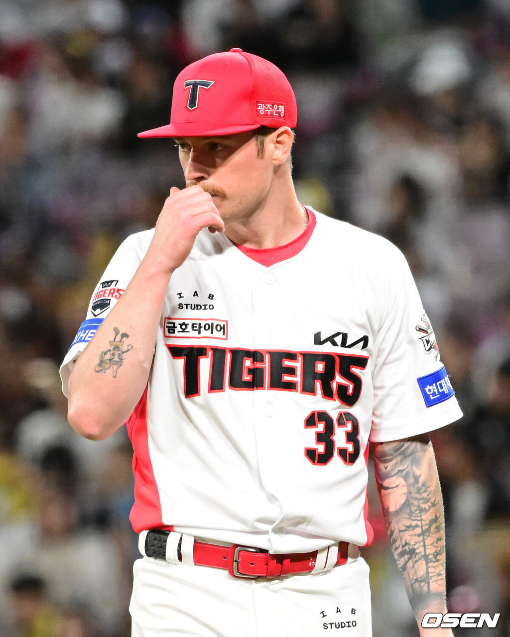 15일 오후 광주 북구 기아챔피언스필드에서 ‘2025 신한 SOL Bank KBO리그’ KIA 타이거즈와 롯데 자이언츠의 경기가 열렸다.KIA는 선발투수로 올러, 롯데는 나균안을 내세웠다.5회초 종료 후 KIA 올러가 더그아웃으로 이동하고 있다. 2025.05.15 / ksl0919@osen.co.kr  