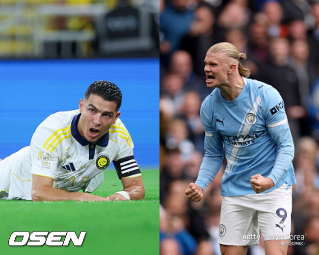 [사진] (왼쪽부터) 호날두와 엘링 홀란 ⓒGettyimages(무단전재 및 재배포 금지)