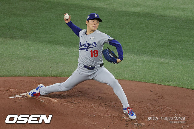 [사진] 다저스 야마모토. ⓒGettyimages(무단전재 및 재배포 금지)