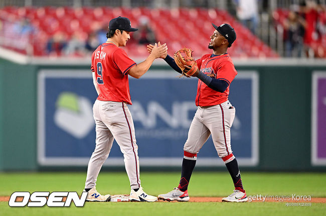 [사진] 애틀랜타 김하성, 아지 알비스. ⓒGettyimages(무단전재 및 재배포 금지)