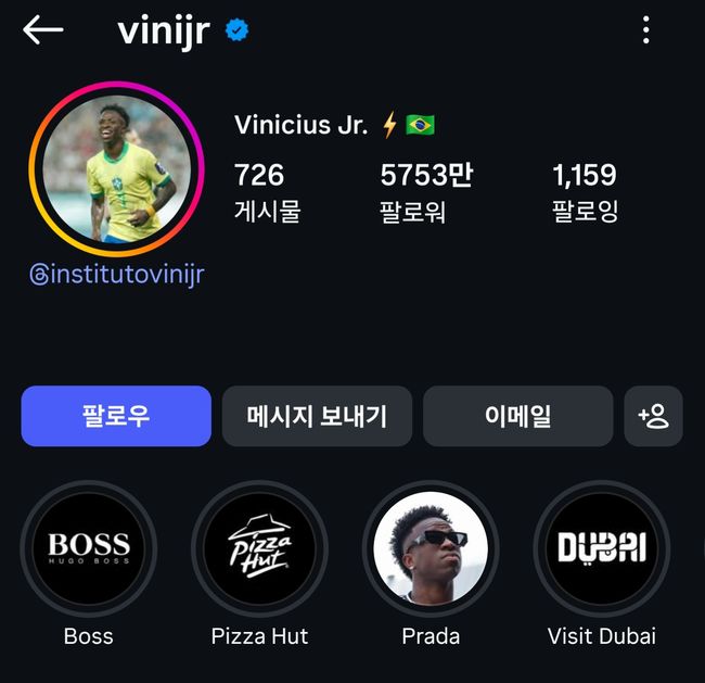 [사진] 비니시우스 주니오르 개인 소셜 미디어