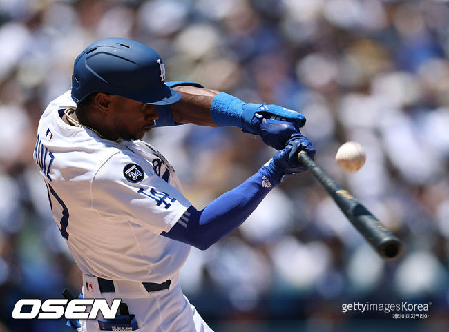 [사진] LA 다저스 시절 에스테우리 루이스. ⓒGettyimages(무단전재 및 재배포 금지)