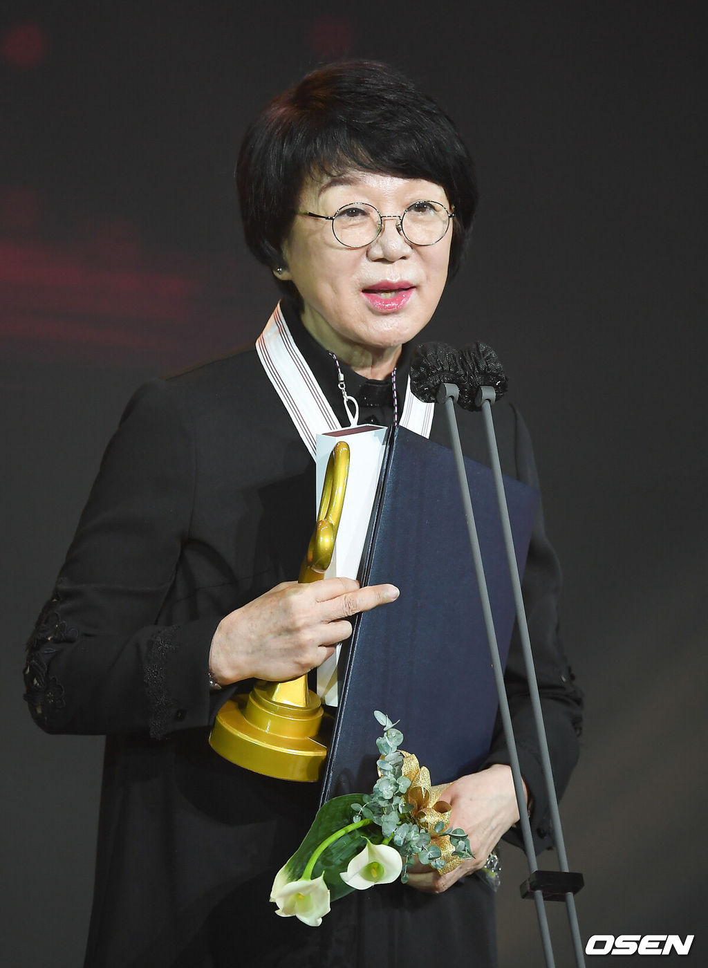 29일 서울 회기동 경희대학교 평화의 전당에서 제 11회 대한민국 대중문화예술상 시상식이 진행됐다.배우 장동윤과 장예원 전 아나운서가 진행을 맡은 '2020 대한민국 대중문화예술상' 시상식은 씨스타 출신 효린이 오프닝 공연을 선보이고, 피아니스트 진보라와 가수 존박이 드라마 OST '모든 날, 모든 순간'으로 호흡을 맞춘다. 이어 세븐틴과 나하은, JYJ 김준수와 기타리스트 정성하 등이 무대에 오른다.'2020 대한민국 대중문화예술상'은 이날 오후 6시부터 네이버 V앱을 통해 온라인 생중계되고 오는 11월1일 오후 6시에 SBS MTV에서 녹화방송된다.보관 문화훈장을 받은 성우 송도순이 소감을 말하고 있다. / soul1014@osen.co.kr