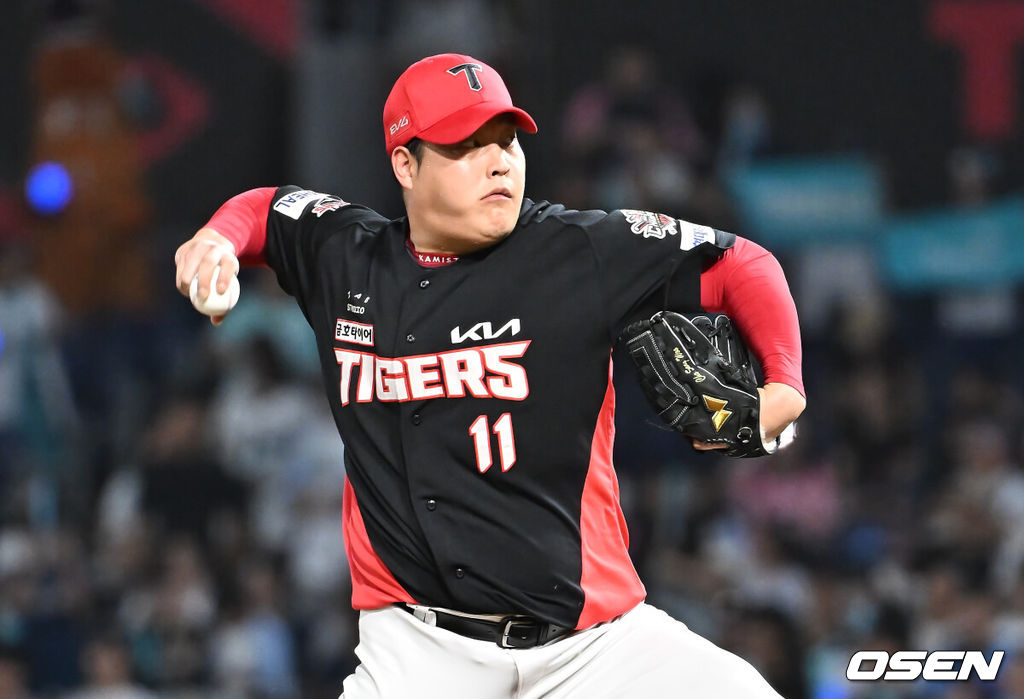 7일 창원NC파크에서 2025 신한 SOL 뱅크 KBO 리그 NC 다이노스와 KIA 타이거즈의 경기가 열렸다. 홈팀 NC는 구창모가, 방문팀 KIA는 양현종이 선발 출전했다. KIA 타이거즈 조상우가 역투하고 있다. 2025.09.07 / foto0307@osen.co.kr